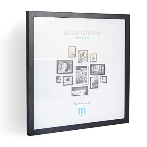 Zeitlos, moderner Bilderrahmen aus MDF, schwarz für 30x30 cm kleine Fotos und Bilder. Inkl. Acrylglasschutz. Er eignet sich als Tisch-Aufsteller und für die Wand, im Hochformat oder Querformat. von M MERCEO