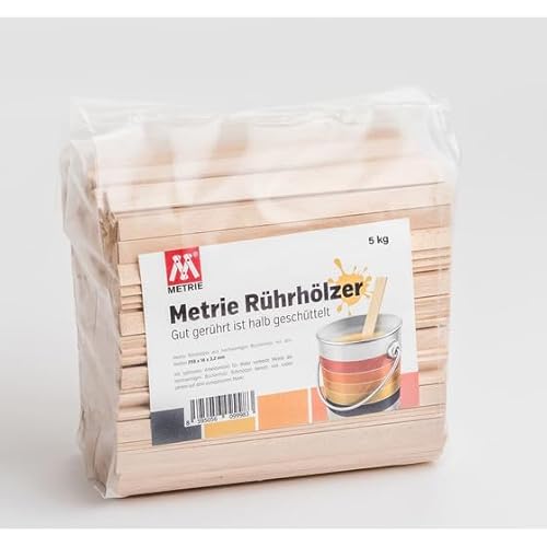 Metrie™ 500 Stück Robuste Rührhölzer, Standard-Größe, Hochwertiges Buchenholz, 260 x 16 x 3,2mm, Perfekt zum Mischen von Farben und Dichtstoffen, Natur, Made in EU von M METRIE