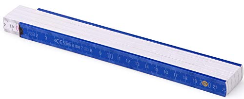 Metrie™ BL52 Holz Zollstock/Zollstöcke |2m langer Gliedermaßstab, Maßstab|Meterstab mit Duplex-Teilung - Hellblau weiß von M METRIE