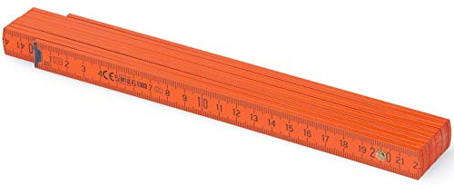 Metrie™ BL52 Holz Zollstock/Zollstöcke |2m langer Gliedermaßstab, Maßstab|Meterstab mit Duplex-Teilung - Orange (PAN166C) von M METRIE