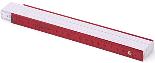 Metrie™ BL52 Holz Zollstock/Zollstöcke |2m langer Gliedermaßstab, Maßstab|Meterstab mit Duplex-Teilung - Rotweiß von M METRIE