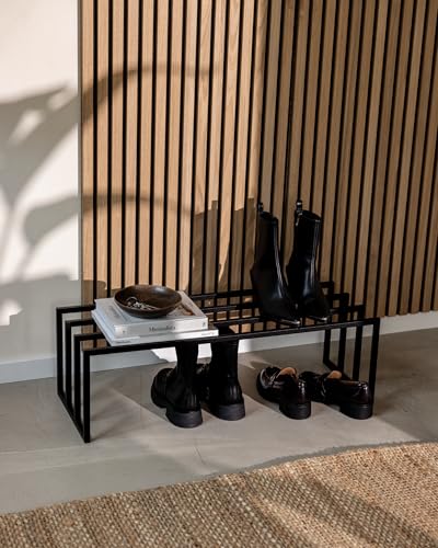 Metallbude BOVI Schuhregal - Platzsparende Schuhablage aus robustem Metall - Stilvolles und funktionales Design für Flur oder Eingangsbereich in Schwarz von M Metallbude