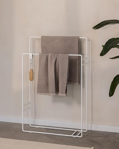 Metallbude DELAYA Handtuchständer aus hochwertigem pulverbeschichtetem Metall – Minimalistisches Design für das Badezimmer – Freistehend und platzsparend – Weiß von M Metallbude
