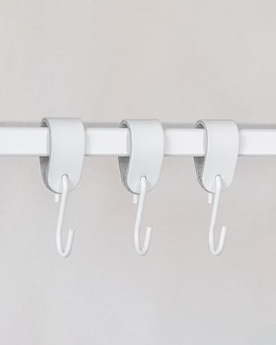 Metallbude Kleiderhaken mit Lederschlaufe 3er Set in Weiß/Weiß - Garderobenhaken aus pulverbeschichtetem Metall für stilvolle Aufbewahrung von Kleidung und Accessoires von M Metallbude