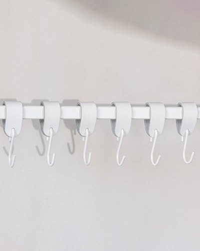Metallbude Kleiderhaken mit Lederschlaufe 6er Set in Weiß/Weiß - Garderobenhaken aus pulverbeschichtetem Metall für stilvolle Aufbewahrung von Kleidung und Accessoires von M Metallbude