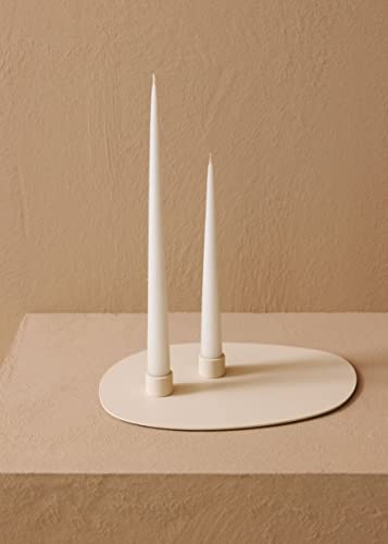 Metallbude NOA L Kerzenhalter Set: 1 Dekotablett und 2 Halter Cashew (Beige) - Hochwertig aus pulverbeschichtetem Metall in minimalistischem Design - Perfekt für Zuhause oder als Geschenk von M Metallbude