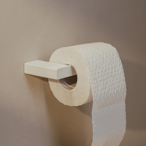 Metallbude TUALI Toilettenpapierhalter aus pulverbeschichtetem Edelstahl, minimalistisches Design, inklusive Verschraubungen, einfache Montage, rostfrei - Weiß von M Metallbude