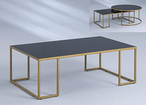 M2 Kollektion Matteo 2 Couchtisch/Sofatisch, Glas, Gold/schwarz, 102x36x61cm von M2 Kollektion