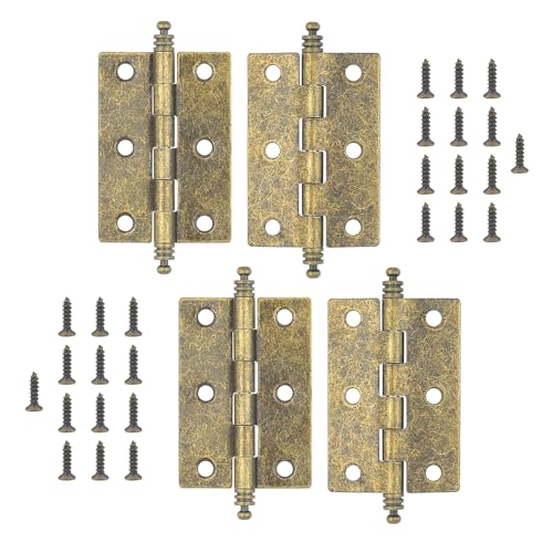 MABAHON Antike Scharniere, klappbare Bronze-Scharniere, Retro-Messing-Türscharniere mit 12 Pcs Scharnierschrauben für Schränke, Schranktüren, Retro-Schmuckkästchen, Truhen (4 PCS) von MABAHON