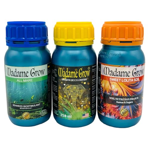 Madame Grow - Naturdünger für Wachstum und Blüte - Kit Tropicana für alle Arten von Pflanzen - 3 x 250ml von MADAME GROW
