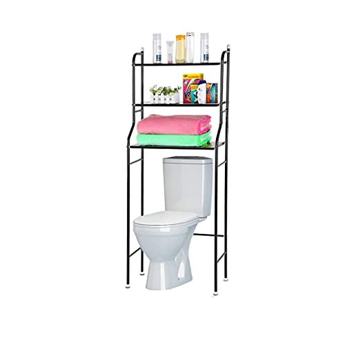 MAGIC SELECT Badezimmerregal über Toilette | Sparen Sie Platz mit 3 Regalen | Wasserdichtes Aufbewahrungsregal | Höhenverstellbare Beine (Schwarz) von MAGIC SELECT