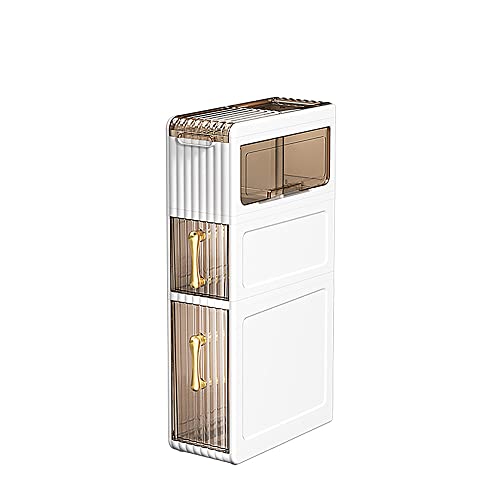 MAGIC SELECT Schmaler Badezimmer-Organizer. Hilfsschrank mit Rädern für Enge Stellen. Beistellschrank mit 3 Kompakten Schubladen für Toilettenpapier, Waschmittel, Badaccessoires. von MAGIC SELECT