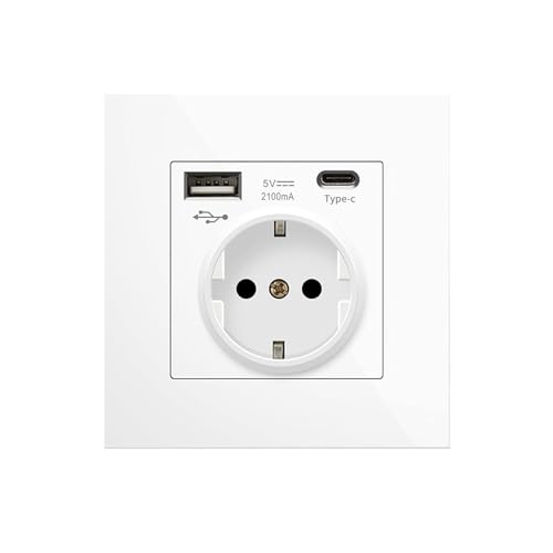 𝗦𝘁𝗲𝗰𝗸𝗱𝗼𝘀𝗲 𝟮𝟱𝟬𝗩 𝟭𝟲𝗔 mit USB-A, USB-C, 5V 2100mA, Schnellladung. Europäischer Power Socket für zu Hause. von MAGIC SELECT