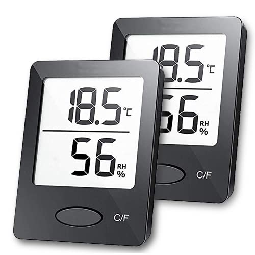 Thermometer Hygrometer 2er-Set zum Aufstellen oder zur Wandmontage mit Raumklima-Indikator (2 Schwarz) von MAGIC SELECT