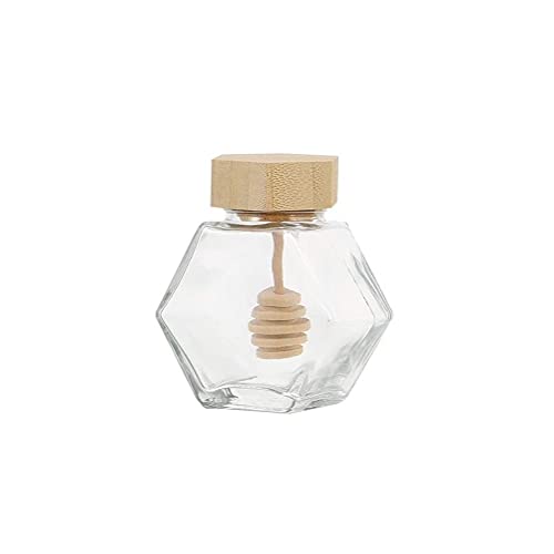 MAGICVOGEL Glas Honigtopf Honigbehälter Honigspender mit Holz Honiglöffel und Deckel Marmeladengläser Sirupgläser Honig Aufbewahrung (100ml) von MAGICVOGEL