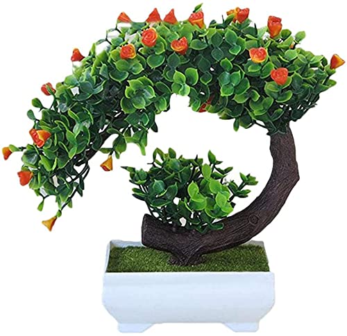 MAGICVOGEL Klein Kunstpflanze Künstliche Pflanzen Kunstblumen Kunstbaum Mini Kunstbonsai im Topf für Zuhause Küche Büro Hochzeit (Rot) von MAGICVOGEL
