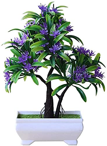 MAGICVOGEL Kunstpflanze im Topf Künstliche Pflanzen Kunstbonsai Kunststoff Topfpflanze Zimmerpflanzen Künstliche Topfblumen (Lila) von MAGICVOGEL