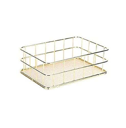 MAGICVOGEL Metall Aufbewahrungskorb Desktop Schreibtisch Organizer Gold Speicher-Korb Obstkorb Metallkorb für Büro Küche Badezimmer Schlafzimmer (Klein-17.3x12x5.7cm) von MAGICVOGEL