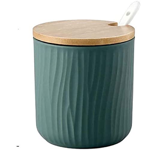 MAGICVOGEL Zuckerdose Gewürzdose aus Keramik 8.5x8cm Gewürzgläser Gewürzbehälter mit Deckel und Löffel Marmeladendose Vorratsdose für Küche Esszimmer Café (Grün) von MAGICVOGEL
