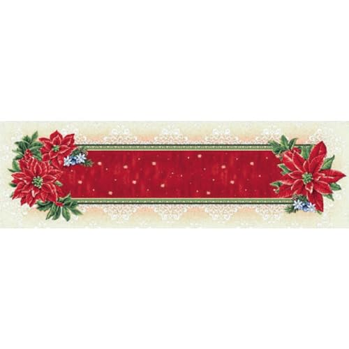 MAGIE DI CASA Weihnachtstischdecken aus Gobeline, mit Jacquardmuster – Weihnachten – ideal als Geschenk und Tischdekoration mit Weihnachtsmotiven – Made in Italy (47 x 140 cm Star) von MAGIE DI CASA