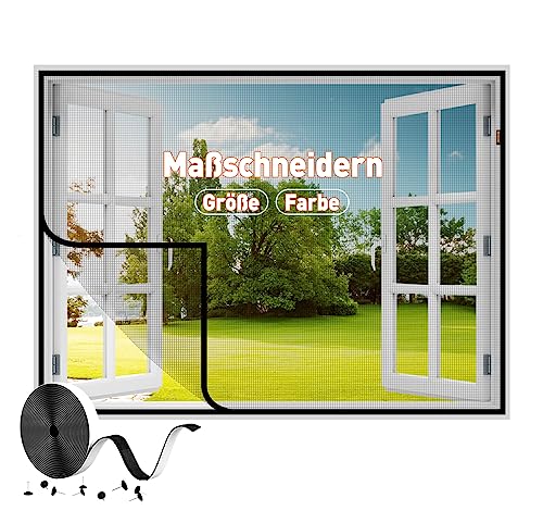 MAGZO Anpassend Fliegengitter Fenster Breite 80-100 cm, Fliegennetz Fenster Fiberglasgewebe Montage ohne Bohren von MAGZO