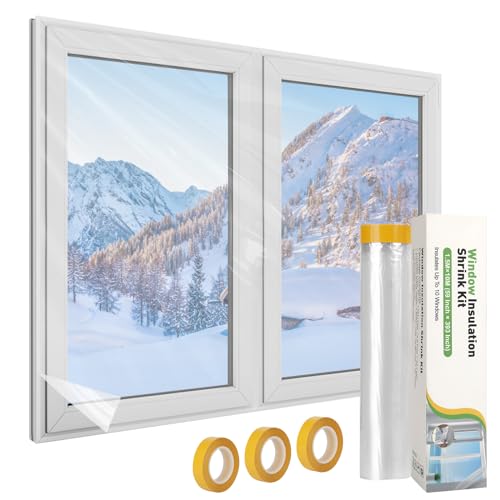 MAGZO Thermo Cover Fenster 1,6 m x10 m, Transparente POF Thermofolie für Fenster Isolierfolie zur Wärmedämmung Dämmfolie Kälteschutzfolie mit 3 Rolle Selbstklebende Band von MAGZO