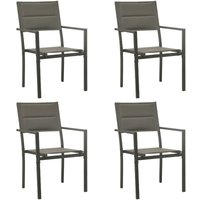 4er Set Gartenstühle Gartensessel Stühle für Garten Terrasse Balkon Textilene und Stahl Grau und Anthrazit DE67342 von MAISONCHIC