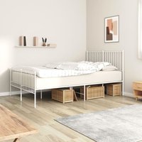 Bettgestell mit Kopf- und Fußteil, Doppelbett, Schlafzimmerbett Metall Weiß 135x190 cm LLLA976116 Maisonchic von MAISONCHIC