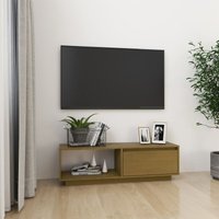 Maisonchic - TV-Schrank, TV-Lowboard, tv Möbel, Fernsehschrank Moderner Stil Honigbraun 110x30x33,5 cm Massivholz Kiefer NMKS60734 von MAISONCHIC