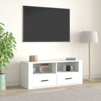 TV-Schrank, TV-Lowboard, tv Möbel, Fernsehschrank Moderner Stil Weiß 100x35x40 cm Holzwerkstoff NMKS11612 Maisonchic von MAISONCHIC