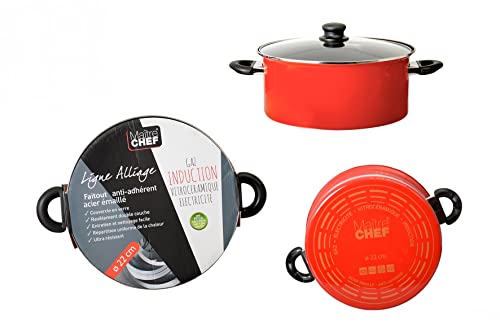 MAITRE CHEF Topf für Induktion, 22 cm Durchmesser, Rot, FAITEM001 von MAITRE CHEF