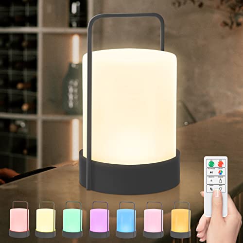 Akku Outdoor Lampe aus Metall LED Außen Tischleuchte per USB Aufladbar dimmbares LED Tischlampe Tragbare kabelloses mit RBG 8 Farben für Tisch Bar BBQ Camping Garten Terrasses Wohnzimmer von MALUX