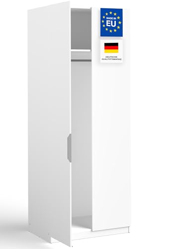 MANUMA® Kleiderschrank Weiss - Moderner Schrank Schlafzimmer - Kleiderschrank 80cm breit und 50cm tief - Design Kleiderschränke - Garderobenschrank - Mehrzweckschrank - Schlafzimmerschrank von MANUMA