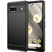Markenlos - Carbon Case kompatibel mit Google Pixel 7a flexible Silikon-Carbon-Hülle schwarz - Schwarz von MARKENLOS