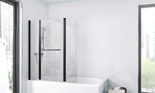 Duschwand CITY 125 x140 cm - 3-teilig faltbar - beidseitig montierbar - 4mm starkes Einscheibensicherheitsglas - matt schwarzes Design von MARWELL