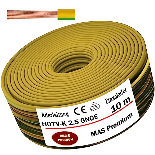 Aderleitung H07 V-K 2,5 mm² Grün/Gelb Einzelader flexibel Von 5 bis 100m (10m) von MAS Premium