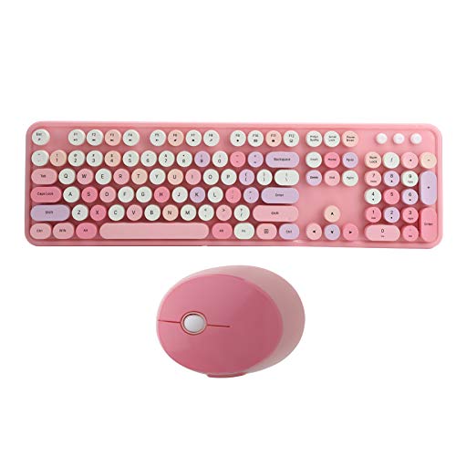 Wireless Keyboard Mouse Set, Universal Portable 2,4 GHz Wireless 104 Keyboard und Mausset Office Desktop Cute Keyboard für Computer Wireless Home Keyboard Mouse(Rosa) von MAVIS LAVEN