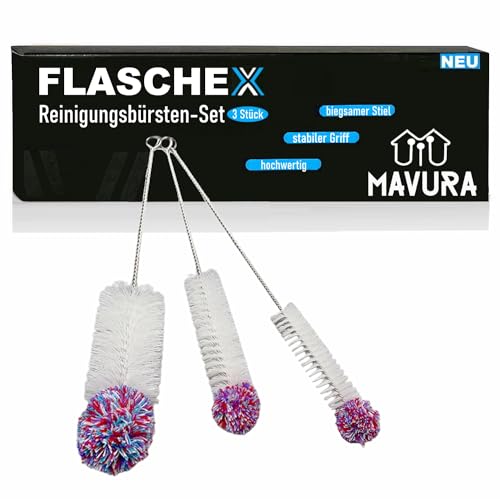 FLASCHEX Flaschenbürste Set Glas Flaschen Reiniger Glasflaschen von MAVURA