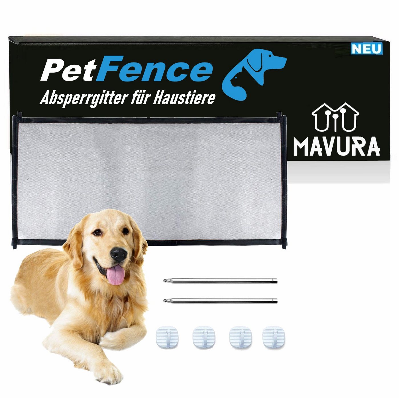 MAVURA Türschutzgitter PetFence Absperrgitter Treppenschutzgitter für Hunde, Katzen & Babys (Hundeschutzgitter Sicherheitsgitter Hundetürschutz Hundebarrieren), - Hochwertiges Material - Für Innen- und Außenbereiche von MAVURA