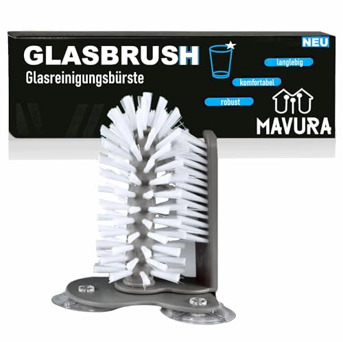 GLASBRUSH Glasspülbürste Glasreinigungsbürste Gläserspülbürste, (mit Saugnapf für Spülbecken), Schankbürste Gläserbürste Gläser Glasbürste Reinigungsbürste von MAVURA