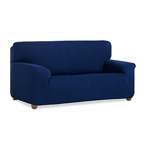 Maxifundas Sofaüberwurf Vega, 2-Sitzer, elastisch, Blau, rutschfest, Jacquard-Stoff, extra weich, mit Bändern von MAXIFUNDAS FUNDAS DE SOFA & CHAISE LONGUE