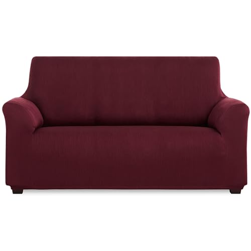 MAXIFUNDAS Elastischer Sofabezug für 4-Sitzer, rot, extra weich, rutschfest und elastisch, Modell Inca von MAXIFUNDAS FUNDAS DE SOFA & CHAISE LONGUE