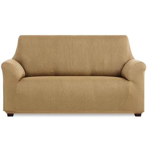 Maxifundas | Elastischer Sofabezug für 2-Sitzer, Leinen, extra weich, rutschfest und elastisch, Modell Inca von MAXIFUNDAS FUNDAS DE SOFA & CHAISE LONGUE