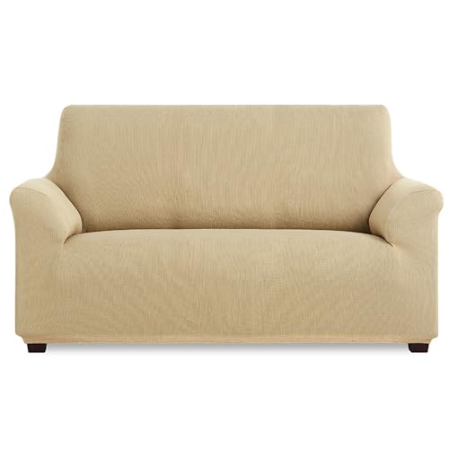 Maxifundas | Elastischer Sofabezug für 3-Sitzer, beige, extra weich, rutschfest und elastisch, Modell Inca von MAXIFUNDAS FUNDAS DE SOFA & CHAISE LONGUE