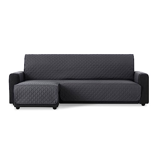 Maxifundas - Sofabezug für Chaiselongue, gepolstert, Eckteil Links, 280 cm, extra weich, Grau, Sofabezug mit Rückbändern, Sofabezug für Chaiselongue, Modell Maui von MAXIFUNDAS FUNDAS DE SOFA & CHAISE LONGUE