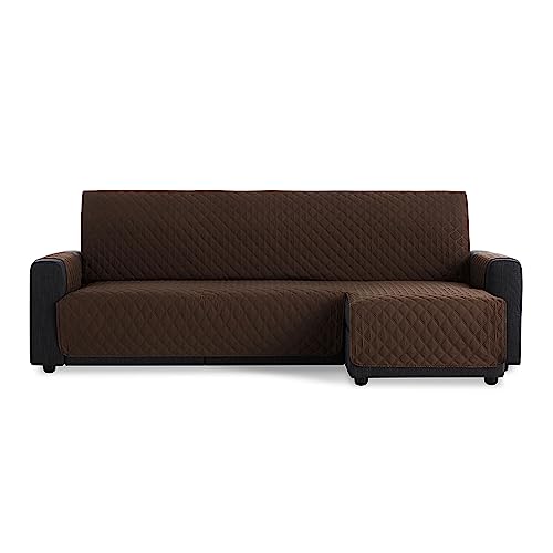 Maxifundas - Sofabezug für Chaiselongue, gepolstert, Eckteil rechts, 280 cm, extra weich, Braun, Sofaüberwurf mit Bändern auf der Rückseite, für Chaiselongue, Modell Maui von MAXIFUNDAS FUNDAS DE SOFA & CHAISE LONGUE