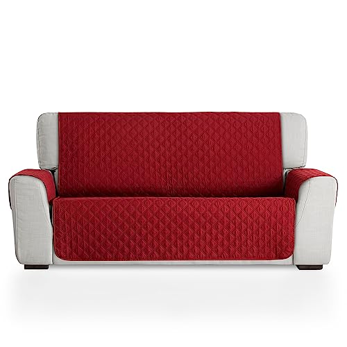 Maxifundas Sofaüberwurf für 4-Sitzer, gepolstert, wendbar, extra weich, Rot/Beige, Sofabezug mit elastischen Riemen, Modell Maui von MAXIFUNDAS FUNDAS DE SOFA & CHAISE LONGUE