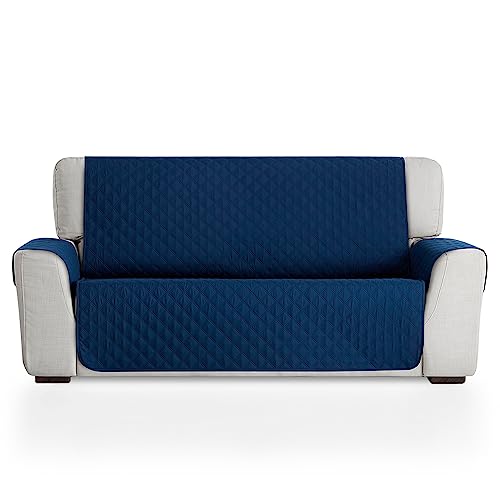Maxifundas - gesteppter Sofabezug für 2-Sitzer, extra weich, Blau/Hellgrau, Sofaüberwurf mit elastischen Befestigungsstreifen, Modell Maui von MAXIFUNDAS FUNDAS DE SOFA & CHAISE LONGUE