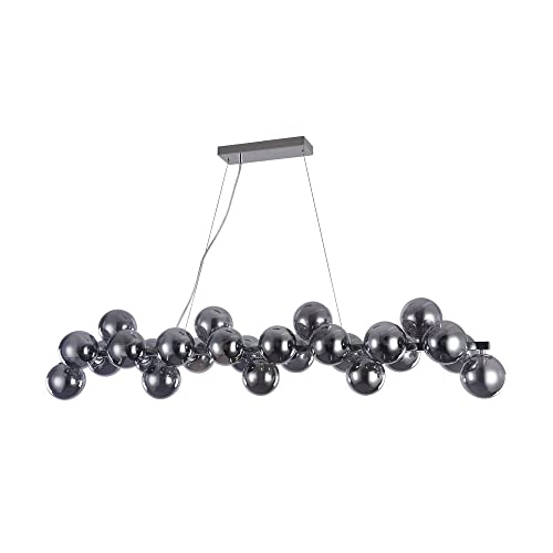 Moderne Pendelleuchte Hängeleuchte Dallas Chrom Rauchig Metallrahmen, Diffusoren aus Glas G9x28 28W für Küche, Wohnzimmer, Schlafzimmer von MAYTONI DECORATIVE LIGHTING