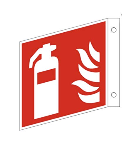 Feuerlöscher Fahnenschild nach ISO 7010, nachleuchtend oder nicht nachleuchtend, Größe: 150x150 oder 200x200mm von MBS-FIRE®, Größe: 150x150mm, Farbe: nachleuchtend von MBS-FIRE - Brandschutzfachhandel